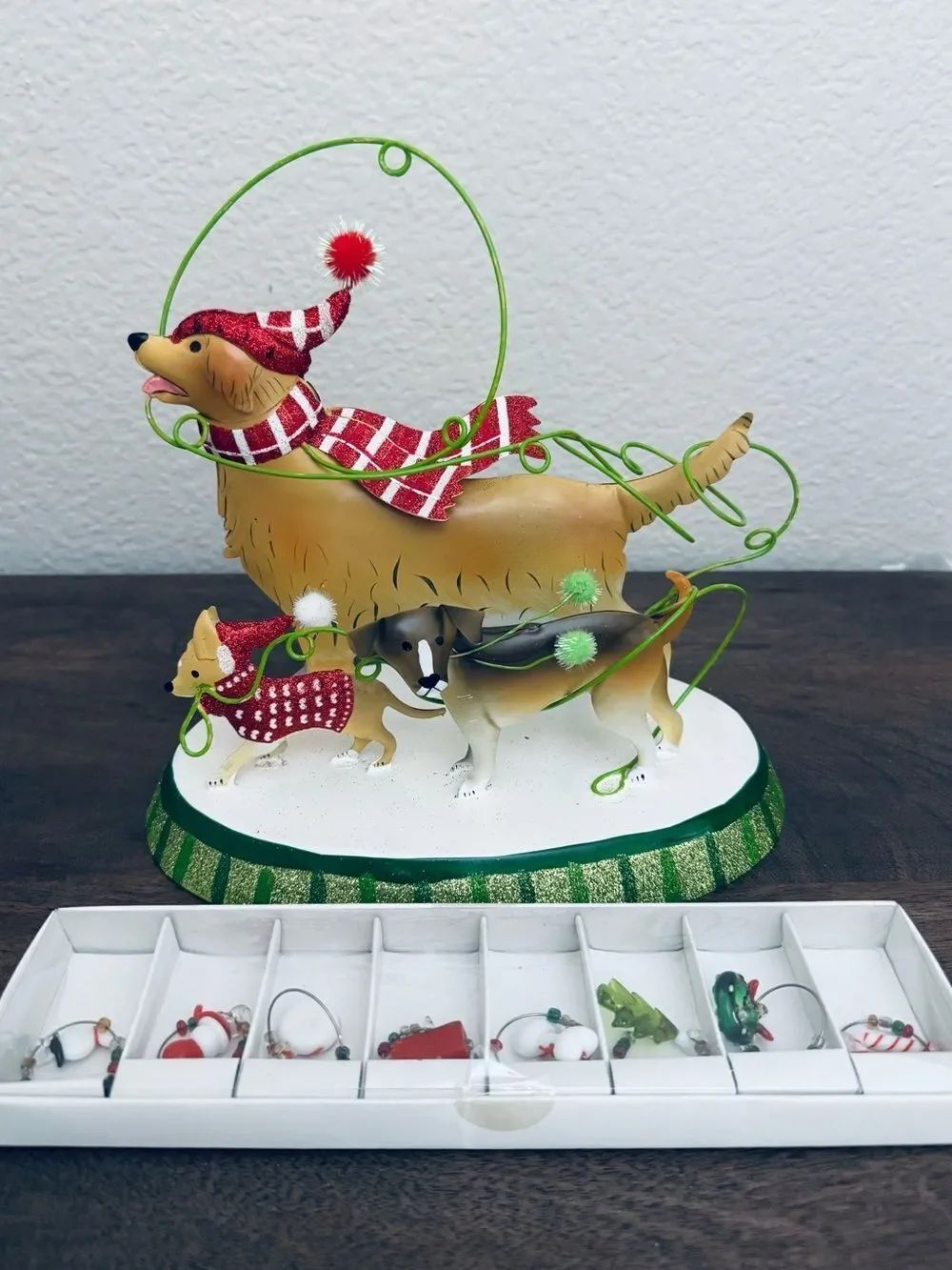 Pier 1 Christmas Dog Holiday Wine Glass Charm Holder Decor